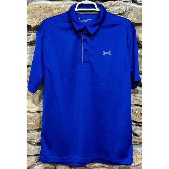 Men’s Under Armour Blue Polo Loose Fit Shirt Size Large - Picture 1 of 5